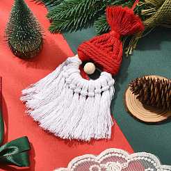 Adornos colgantes de Papá Noel tejidos con hilo de algodón&nbsp;HJEW-JM02455-01