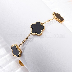Braccialetti con catena a maglie in resina floreale&nbsp;BJEW-K247-01G-03