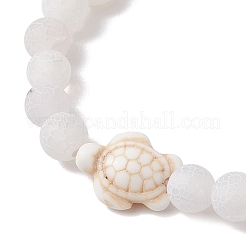 Pulseras elásticas de cuentas redondas de ágata natural teñida y desgastada&nbsp;BJEW-JB11078-01