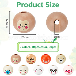 90 pz 9 colori perle di legno in stile europeo&nbsp;WOOD-OC0003-74