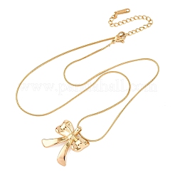 Colliers à chaîne serpent avec pendentif nœud papillon en acier inoxydable 304 pour femmes&nbsp;NJEW-F354-06G