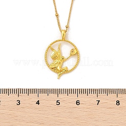 Colliers à pendentif rond et plat en laiton et acrylique représentant une déesse grecque&nbsp;NJEW-R018-01G