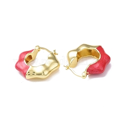 Orecchini a cerchio fiore smaltato&nbsp;EJEW-F306-08G