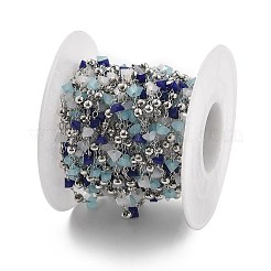 Chaînes de perles en laiton et en verre faites à la main&nbsp;CHC-L051-03P-02