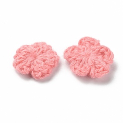 Accessoires d'ornement en coton au crochet faits à la main en fleur de pêcher&nbsp;AJEW-WH0326-53H