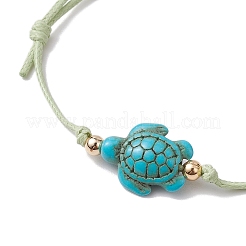 Bracciale sintetico con perline intrecciate in tartaruga turchese&nbsp;BJEW-JB11086-01