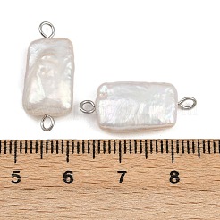 Natürliche Süßwasserperle Keshi Perle Rechteck Verbinder Charms&nbsp;STAS-D378-18P