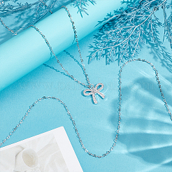 1 Stück Sterling Silber Herz Gliederkette Halsketten für Damen&nbsp;NJEW-BC0001-13