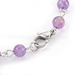 Braccialetti ametista naturale perline&nbsp;BJEW-JB03954-03
