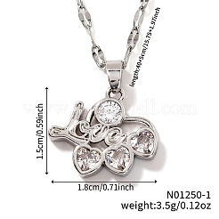 Elegante Messing Pavé klar Zirkonia Liebe Herz Anhänger Halsketten&nbsp;TW1079-1