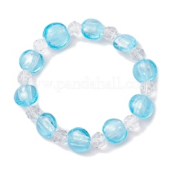 Bracelets extensibles faits à la main en perles de verre lampwork en feuille d'argent pour femmes&nbsp;BJEW-JB12159-03