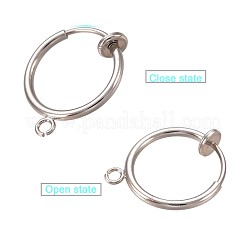 Boucles d'oreilles créoles à clipser en acier inoxydable chirurgical 316&nbsp;STAS-S101-15mm-01P