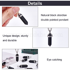 Pendenti a punta con doppia terminazione in ossidiana nera naturale&nbsp;G-PH0001-50