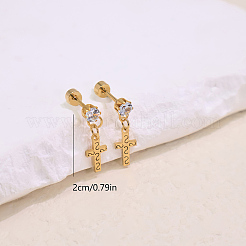 Boucles d'oreilles pendantes en acier inoxydable serties de zirconiums cubiques pour femmes&nbsp;QF0382