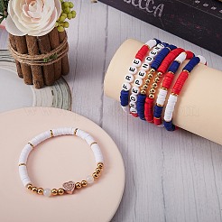 7 stücke 7 stil wort unabhängig kostenlos polymer clay heishi surfer stretch armbänder set&nbsp;BJEW-SW00039