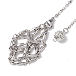3 stücke 3 arten 304 edelstahl kette macrame beutel leere stein halter wünschelrutenpendel&nbsp;HJEW-JM02323-02