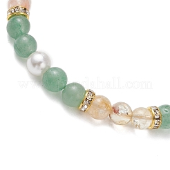 Bracelets tressés en perles rondes tressées d'aventurine verte naturelle&nbsp;BJEW-JB13392-01