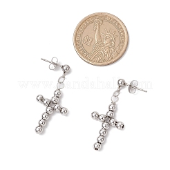 Ohrstecker mit Kreuzanhänger aus Messing&nbsp;EJEW-JE06479-02