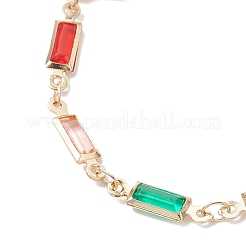 Herstellung von Messing-Glas-Rechteck-Gliederketten-Armbändern&nbsp;AJEW-JB01399
