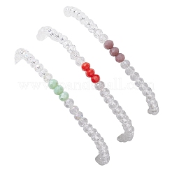 3 set di braccialetti elastici con perline di vetro placcate elettroliticamente per donna&nbsp;BJEW-JB11397