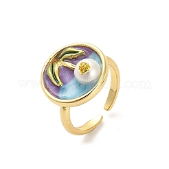 Anelli per polsini in ottone smaltato&nbsp;RJEW-K291-02G-02