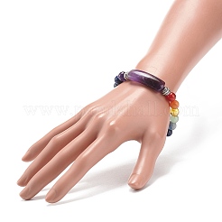 Braccialetto elasticizzato con perline rettangolari curve in pietre preziose miste naturali&nbsp;BJEW-JB08987