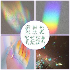 7 pz 2 stili adesivi in pvc adesivi per finestre di colore abbagliante adesivi per finestre in vetro elettrostatico con stella laser 3d e luna&nbsp;JX830A
