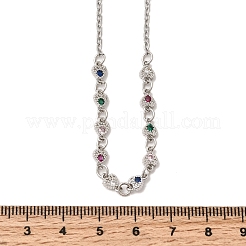 Collares con colgante de corazón de circonita cúbica micro pavé de latón&nbsp;NJEW-B157-13P