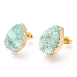 Orecchini a bottone in quarzo naturale druzy&nbsp;EJEW-P164-B02