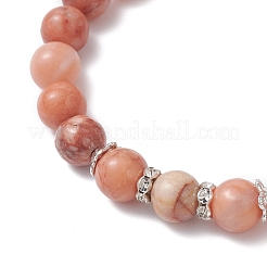 Braccialetti elastici con perline di avventurina rosa naturale per donna&nbsp;BJEW-JB12625-01
