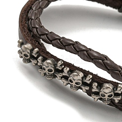 Bracelets à cordon tressé en simili cuir pu&nbsp;BJEW-P329-02A-AS