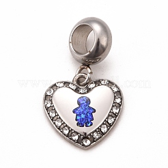 304 Edelstahl Kristall Strass europäischen baumeln Charms&nbsp;STAS-F278-04P