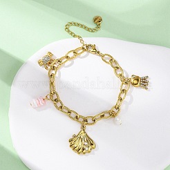 Braccialetti con ciondoli a catena in acciaio inossidabile 304&nbsp;BJEW-L708-05G