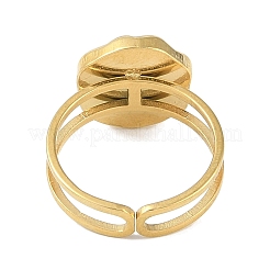 Ionenbeschichtung (IP) 304 Edelstahl Emaille flach rund mit Blumenmanschetten-Fingerringen&nbsp;RJEW-L107-067G-02