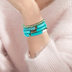 4 Uds. 4 juegos de pulseras elásticas de tubo curvo grueso acrílico de estilo&nbsp;BJEW-SW00074-07