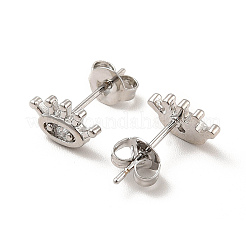 Orecchini a bottone con zirconi cubici trasparenti in ottone placcato a cremagliera&nbsp;EJEW-F301-30