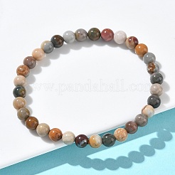Bracelets extensibles en perles rondes d'agate alashan naturelle pour femmes&nbsp;BJEW-Z158-03M-04
