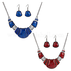 2 set di 2 orecchini pendenti a trapezio in resina colorata con perni in ferro e collana con ciondolo&nbsp;SJEW-FI0001-28