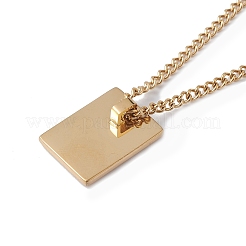 Collier pendentif rectangulaire en acier inoxydable avec lettre initiale pour hommes et femmes&nbsp;NJEW-E090-01G-08