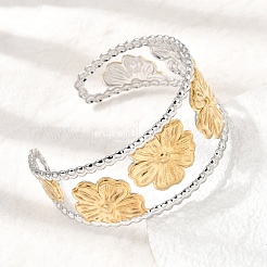 Brazaletes tipo brazalete huecos con forma de flor&nbsp;SA-CBAB767-25GP