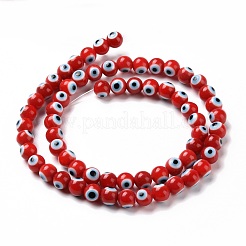 Handgefertigte Murano bösen Blick runde Perle Stränge&nbsp;X-LAMP-L055-6mm-19
