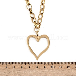 Collane con ciondolo a forma di cuore cavo in acciaio inossidabile 304 per donna&nbsp;NJEW-F345-01G