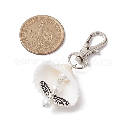 Décorations de pendentif en alliage d'ange et coquillage naturel&nbsp;HJEW-JM02016-04