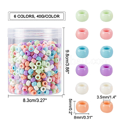240g 6 Farben Acrylperlen mit großem Loch Bonbonfarbe flach rund/Scheibe&nbsp;SACR-CA0001-09
