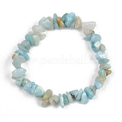 Pulseras elásticas con cuentas de amazonita de flor natural con chip unisex&nbsp;BJEW-S143-26