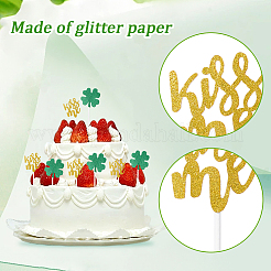Kleeblatt-Kuchenaufsätze aus Papier zum Saint Patrick's Day&nbsp;AJEW-WH20022-29B