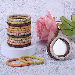 Set di braccialetti elasticizzati da surfista Heishi in argilla polimerica&nbsp;BJEW-SW00130