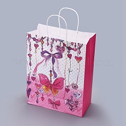 Sacs-cadeaux en papier à motif papillon avec poignées&nbsp;DIY-I030-03C-03