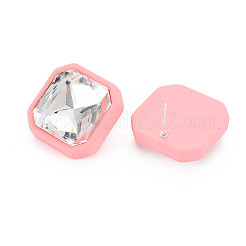 Orecchini a bottone quadrato con strass di cristallo con 925 spilla in argento sterling da donna&nbsp;MACR-S275-039B