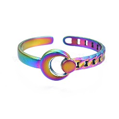 Anello polsino a forma di mezzaluna in acciaio inossidabile 304&nbsp;RJEW-N038-056